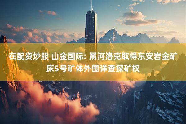 在配资炒股 山金国际: 黑河洛克取得东安岩金矿床5号矿体外围详查探矿权